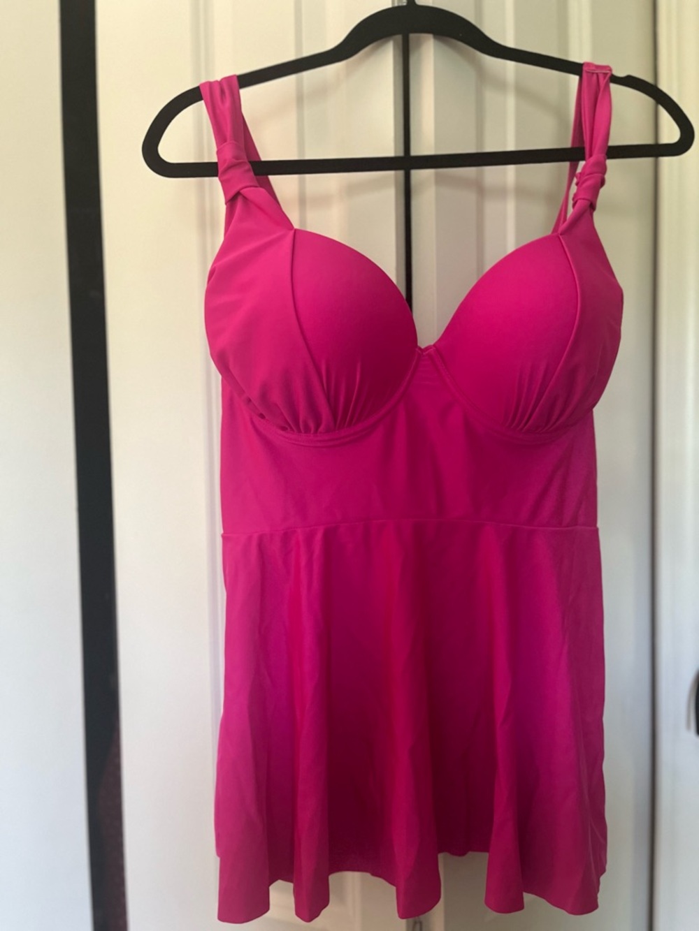 SHEIN Hot Pink Skirted Bra-Style Swimdress